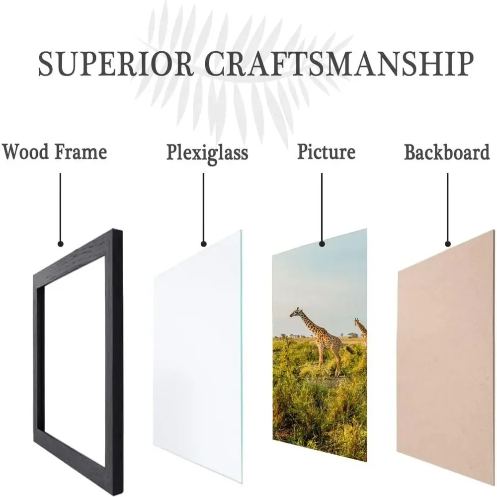 New In Box Set of 5 13x16 Matching Black Frames Shatterproof
